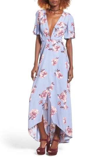 Women's Astr Selma Floral Print Wrap Dress, Size X-Small - Purple | Nordstrom