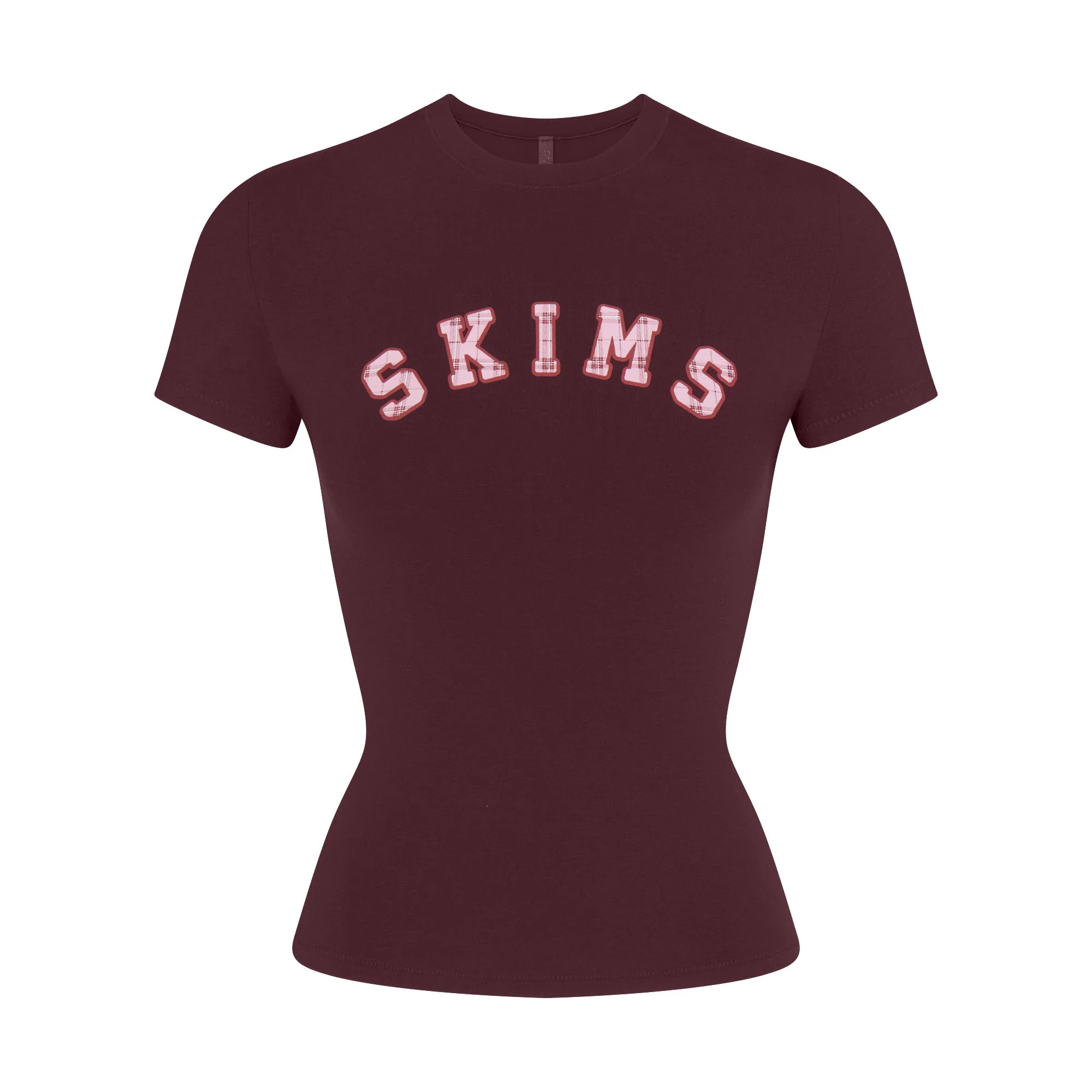 COTTON JERSEY LOGO T-SHIRT | CURRANT ARCHED SKIMS PLAID | SKIMS | SKIMS (US)