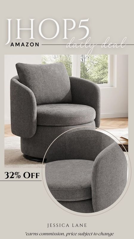 Amazon daily deal, save 32% on this gorgeous swivel barrel accent chair. Accent chair, accent furniture, barrel swivel accent chair, living room furniture, bedroom furniture, office seating, office chair, Amazon deal, Amazon Home

#LTKsalealert #LTKhome #LTKstyletip