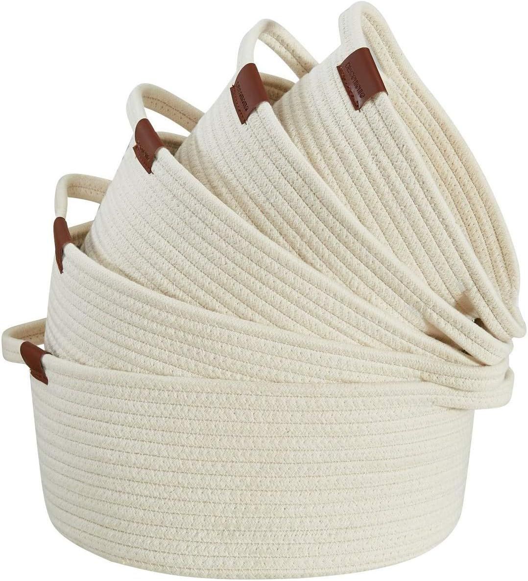 DECOMOMO Cotton Rope Baskets Woven Foldable Storage Bin with Handles | Great for Nursery/Toys/Sta... | Amazon (US)