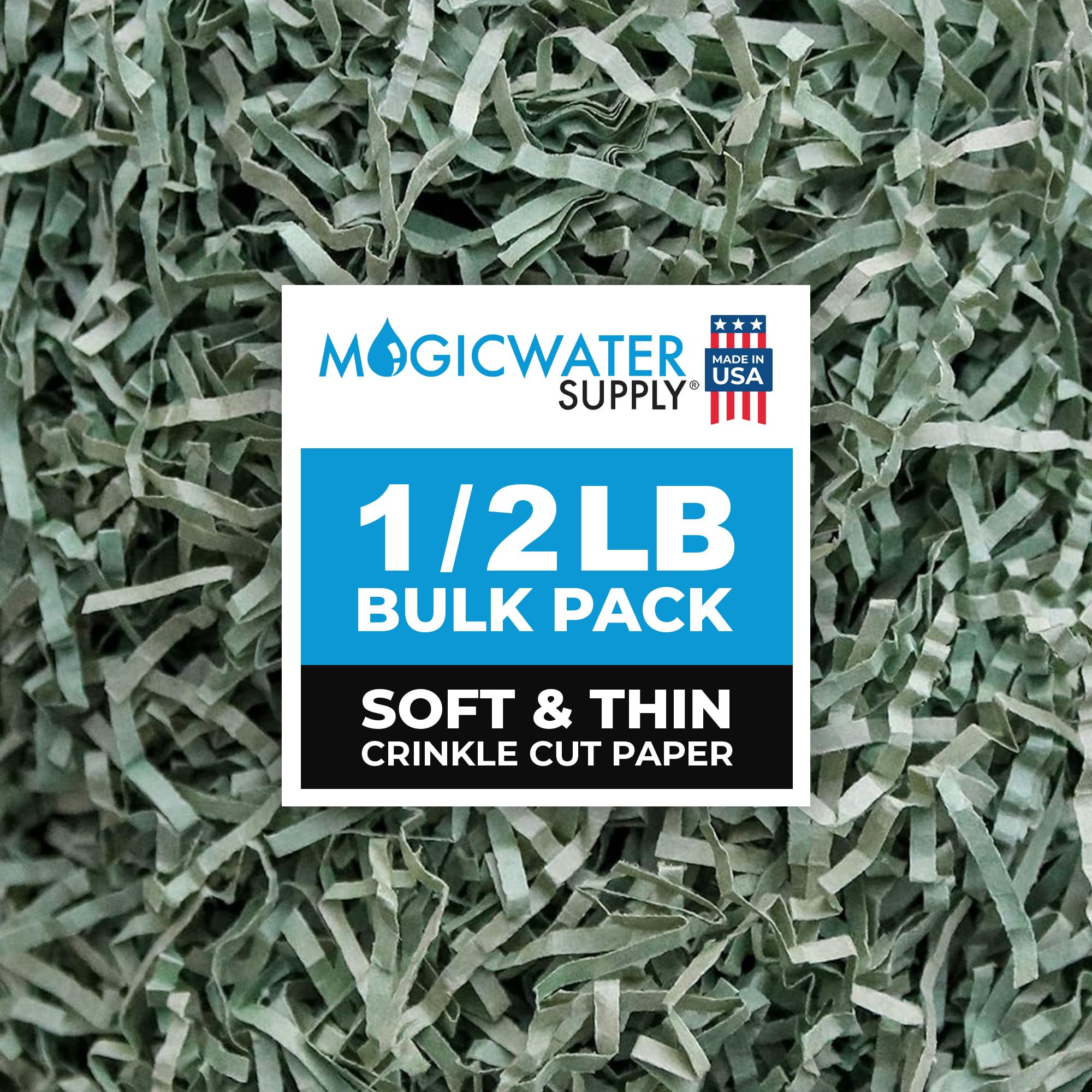 MagicWater Supply - 1/2 LB - Sage - Soft & Thin Crinkle Cut Paper Shred Filler great for Gift Wrapping, Basket Filling, Birthdays, Weddings, Anniversaries, Valentines Day, and other occasions | Amazon (US)