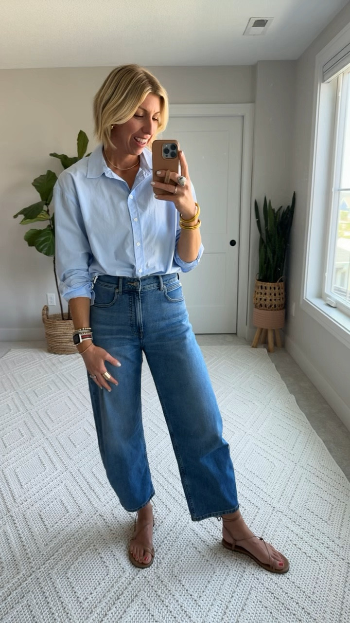 Comfy jeans + cotton shirt & nude sandals are my go-to this time of year! It looks pulled together with minimal effort! Wearing my true to size 27 in the jeans (these are the 29” inseam) and size small in the oversized button up shirt



#LTKOver40 #LTKVideo #LTKFindsUnder100