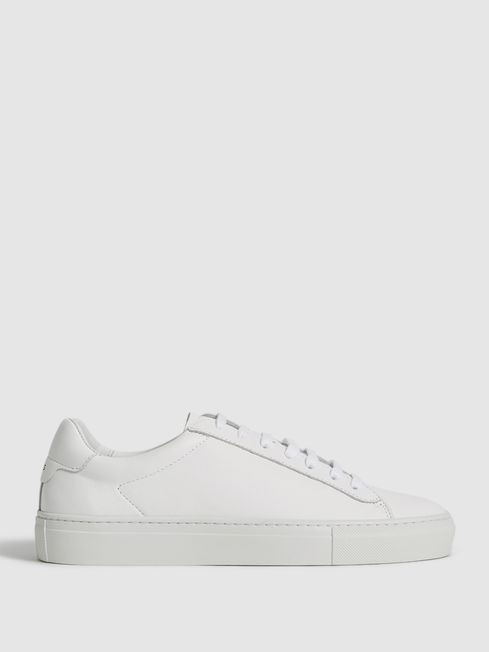 Reiss White Finley Lace Up Leather Trainers | Reiss US