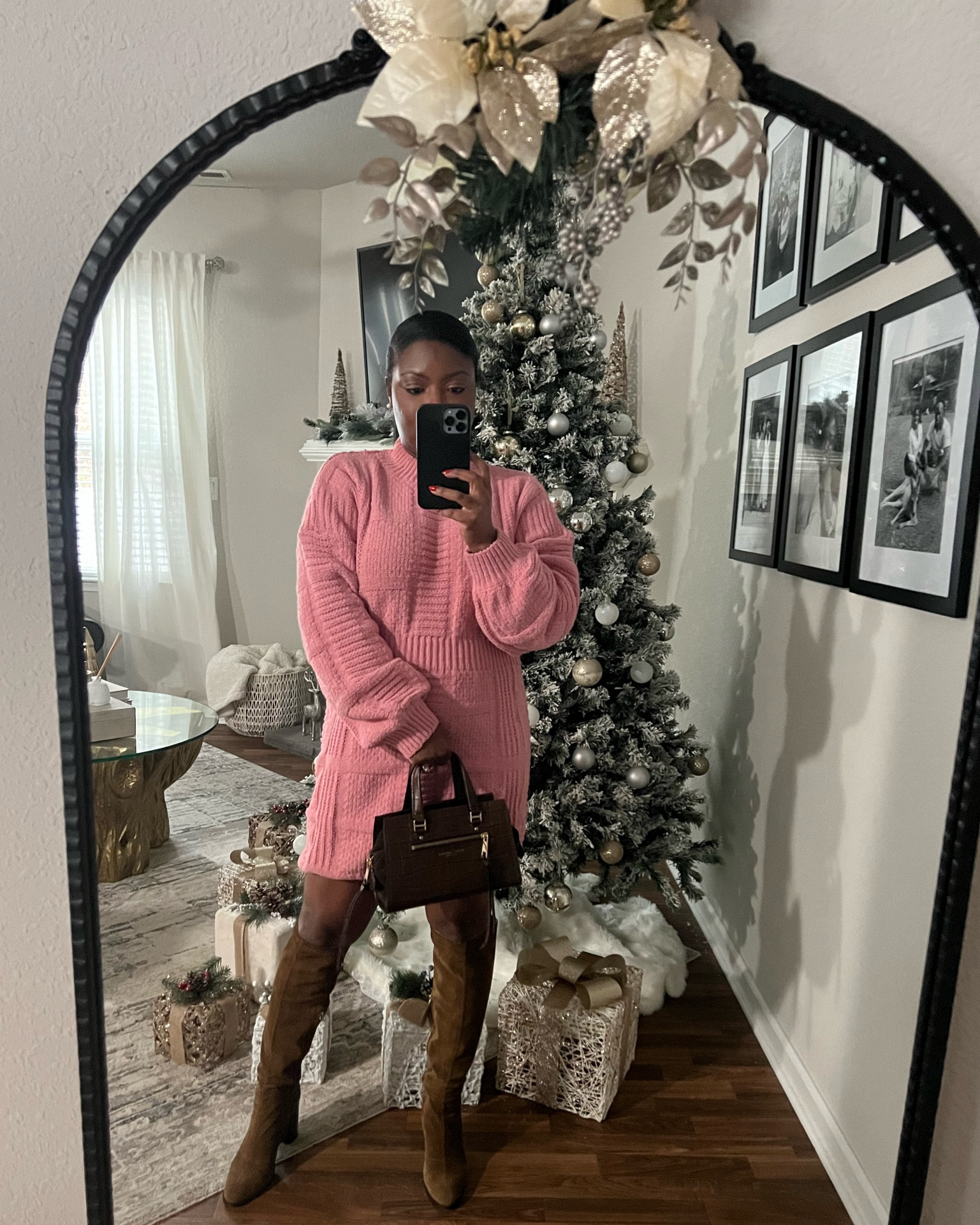 Sweater dress I am wearing a size M with knee high boots. 

#LTKunder100 #LTKSeasonal #LTKstyletip