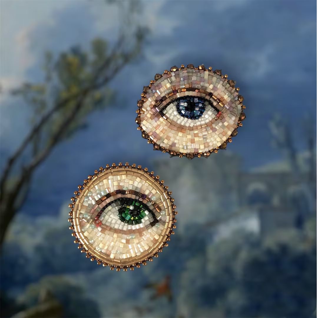 Victorian Lover's Eye Brooch Evil Eye Brooch Beaded - Etsy | Etsy (US)