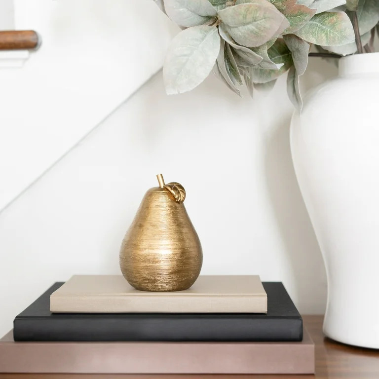 Gold Resin 4.7" Tall Decorative Tabletop Pear Figurine - Walmart.com | Walmart (US)