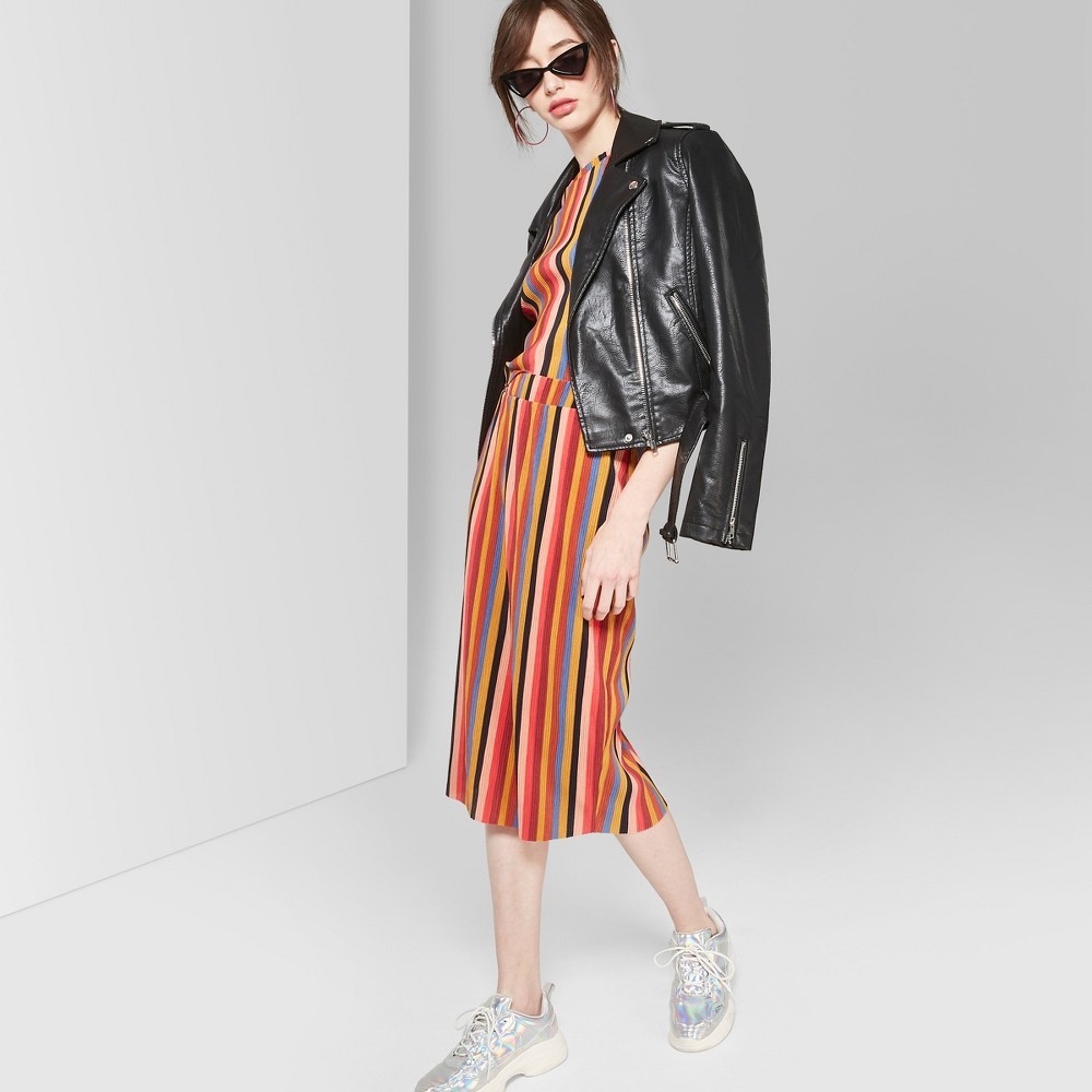 Women's Striped Pleated Knit Midi Skirt - Wild Fable Yellow XS | Target