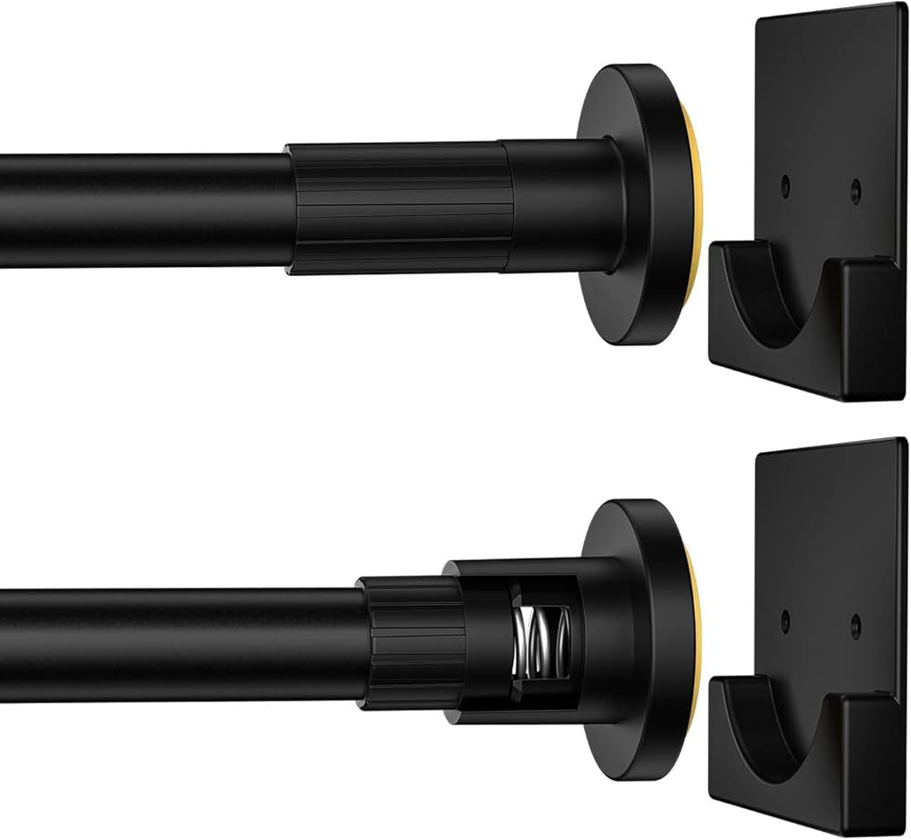 Matte Black Shower Curtain Rod,1 Inch Diameter Stainless Steel Adjustable Spring Tension Rods 32 ... | Amazon (US)