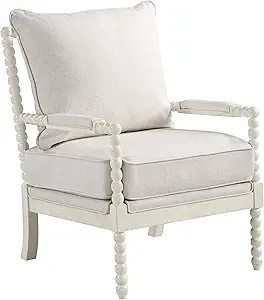 OSP Home Furnishings Kaylee Spindle Accent Chair, 26.5” W x 32.25” D x 37” H, Antique White... | Amazon (US)
