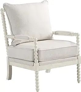 OSP Home Furnishings Kaylee Spindle Accent Chair with Antique Wood Frame, 26.5” W x 32.25” D ... | Amazon (US)