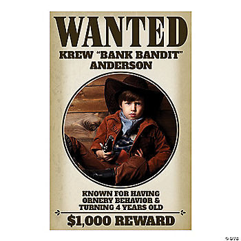 Custom Photo Western Wanted Sign | Oriental Trading Company