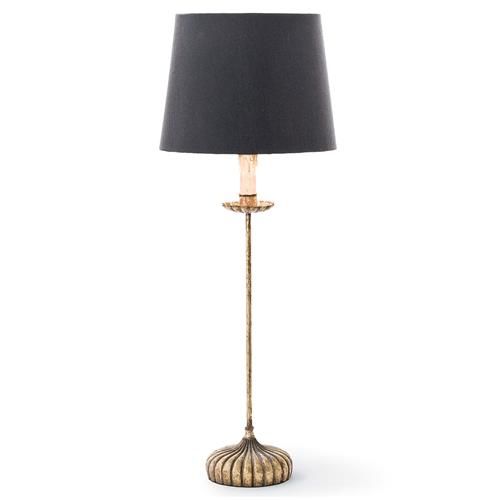 Regina Andrew Clove Antique Gold Leaf Stem Black Linen Shade Buffet Table Lamp | Kathy Kuo Home