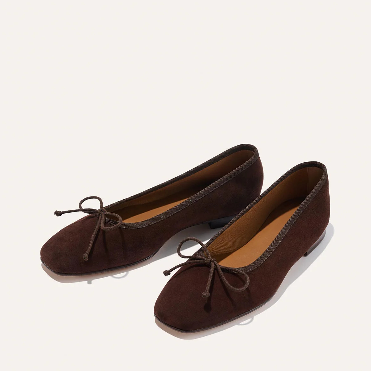 Dark Brown Suede Ballet Flats in Square Toe | The Fonteyn | Margaux