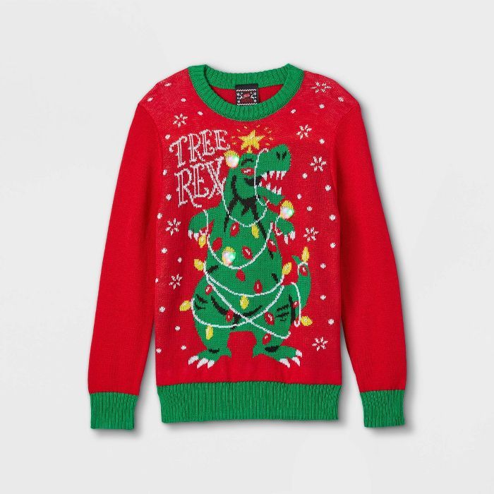 Kids' Tree Rex Pullover Sweater - Red | Target
