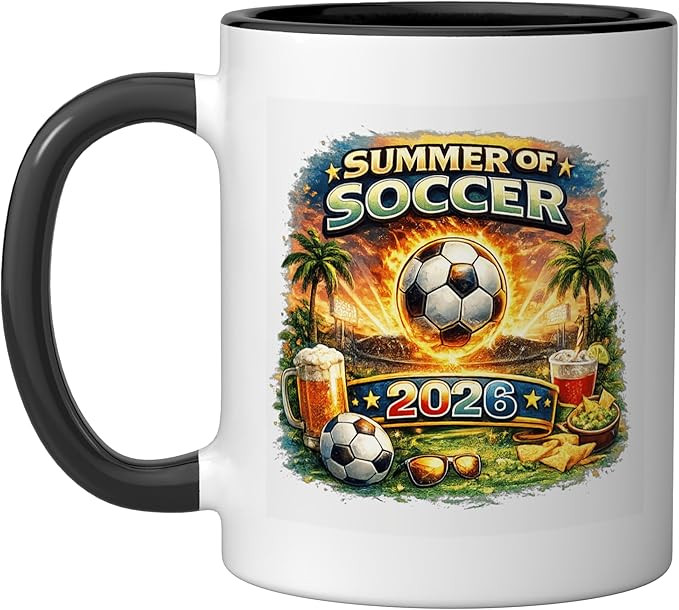 Summer of Soccer 2026 Fan Football Game Day Tropical Ceramic Mug, Black/White | Amazon (US)