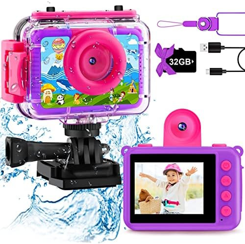 GKTZ Gift for Girls Age 3-14 - Kids Waterproof Camera Digital Video Camera 180 Rotatable 20MP Und... | Amazon (US)