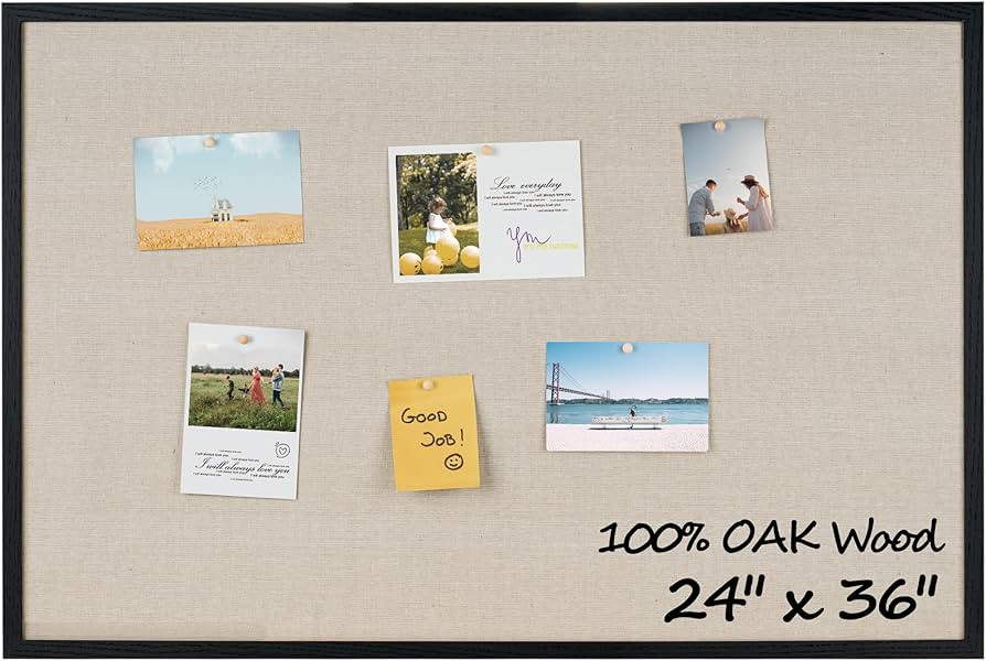 Fun Memories Cork Board Bulletin Board for Office, 24" x 36" Oak Wooden Framed Corkboard, Wall Mo... | Amazon (US)