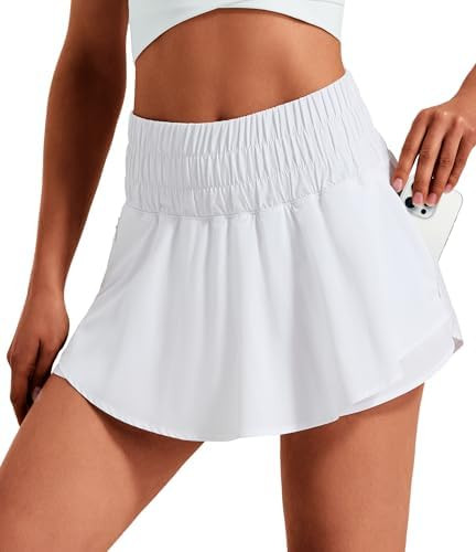 Hugut Women's Ruffle Skirt Overlay High Waisted Tennis Athletic Shorts for Running Workout Golf T... | Amazon (US)