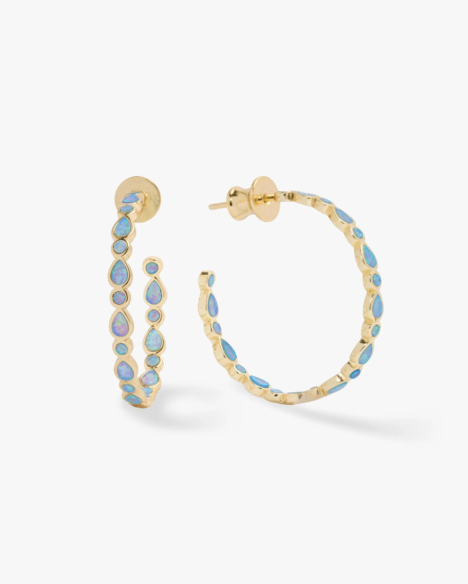 Baby Isla Hoops 1" - Gold|Blue Opal | Melinda Maria Jewelry
