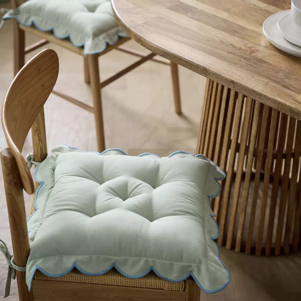 Habitat Scallop Pack of 2 Seat Cushions - Green | Habitat UK