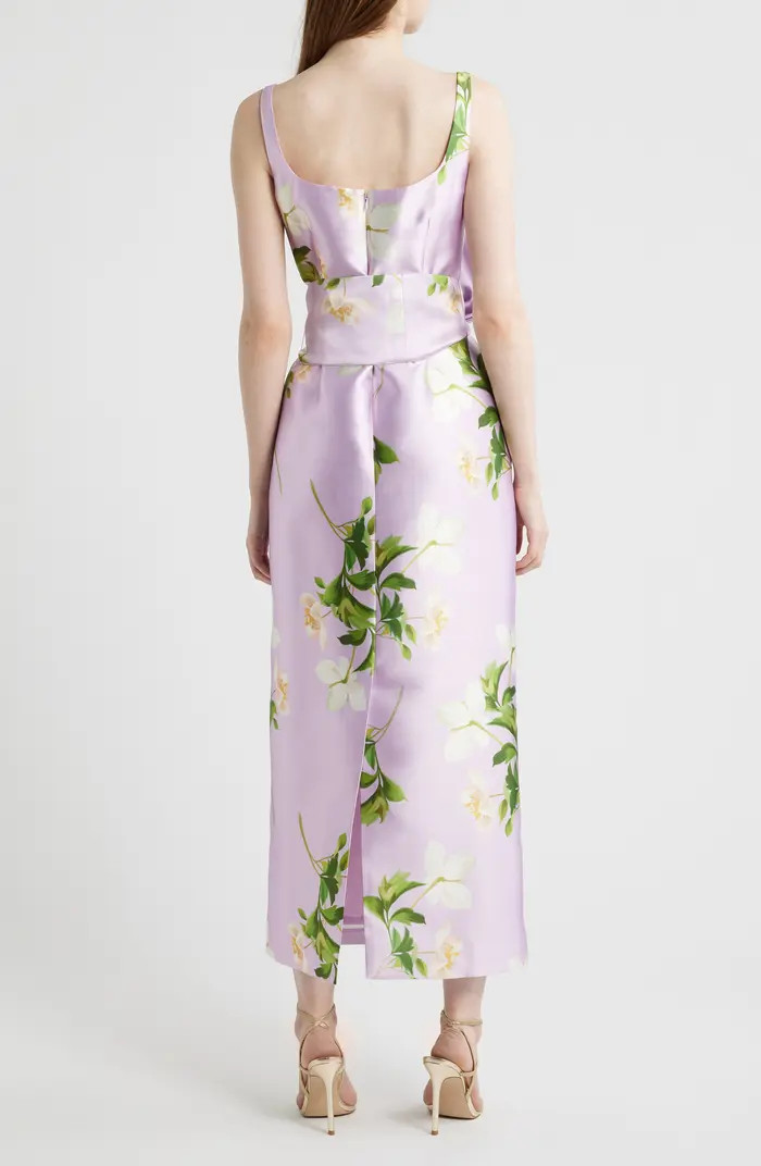 Floral Print Sleeveless Satin Midi Dress | Nordstrom