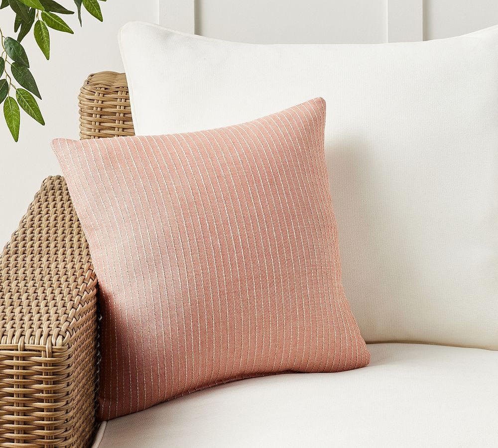 Sunbrella® Pickstitch Striped Outdoor Throw Pillow | Pottery Barn (US)