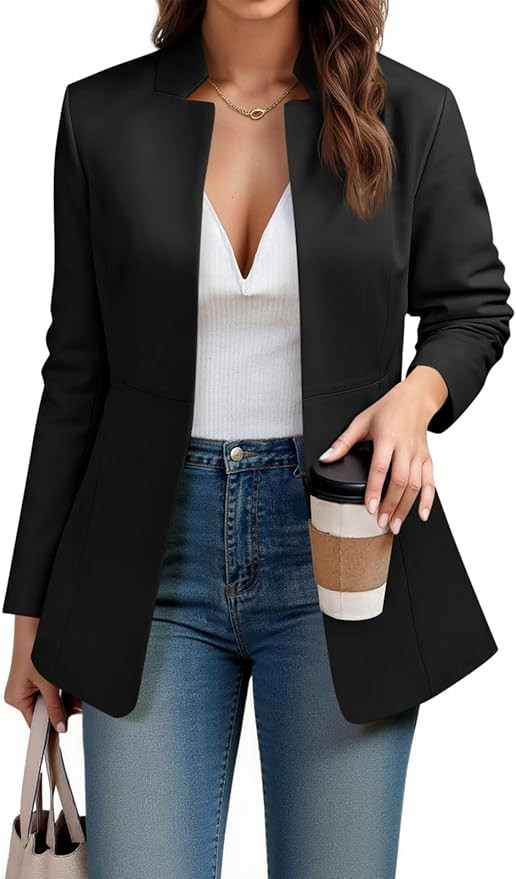 Cicy Bell Womens Business Casual Blazer Long Sleeve Open Front Notch Stand Collar Blazer Work Off... | Amazon (US)