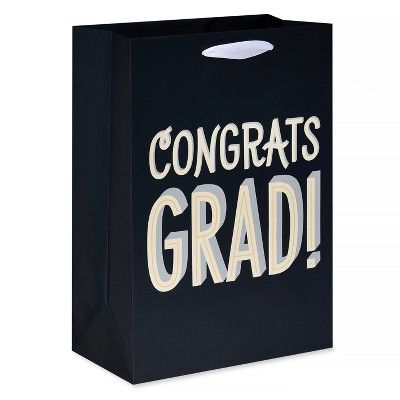 Graduation Medium Gift Bag Congrats Grad on Black | Target