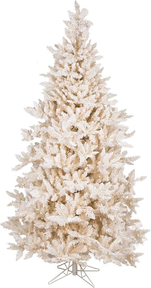 Vickerman 7.5' Flocked Vintage Fir Artificial Christmas Tree, Warm White LED Lights - Faux Flocke... | Amazon (US)