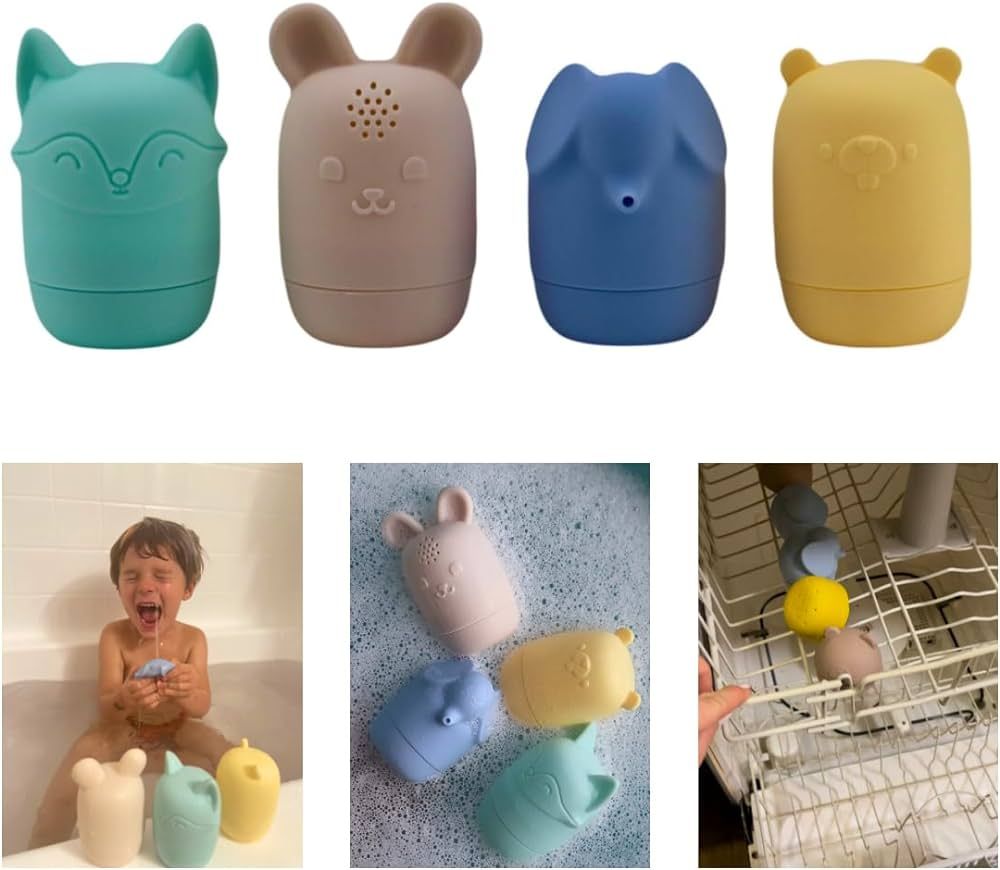 Non Toxic Baby Bath Toys, Silicone Bath Toys, Eco-Friendly Bathtub Toys for Toddlers (4 Toys Set) | Amazon (US)