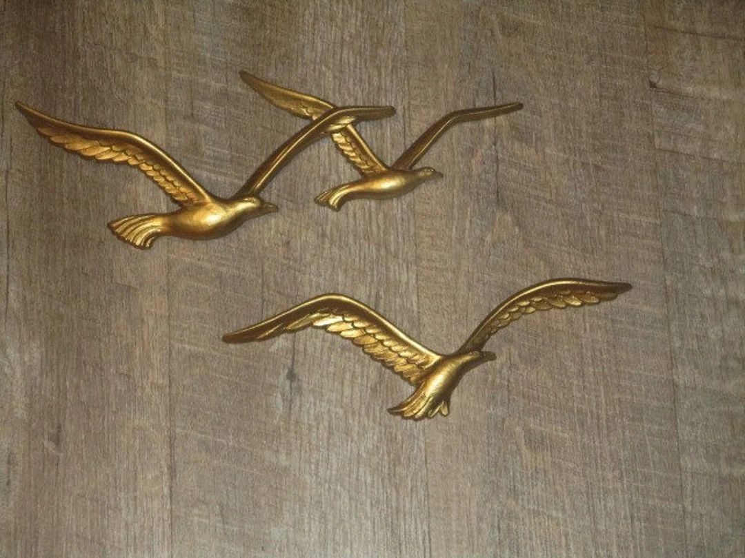 Vintage Home Interior, Flying Gold Plastic Seagulls, Set of 2, Vintage Homco Bird Wall Hangings/ ... | Etsy (US)