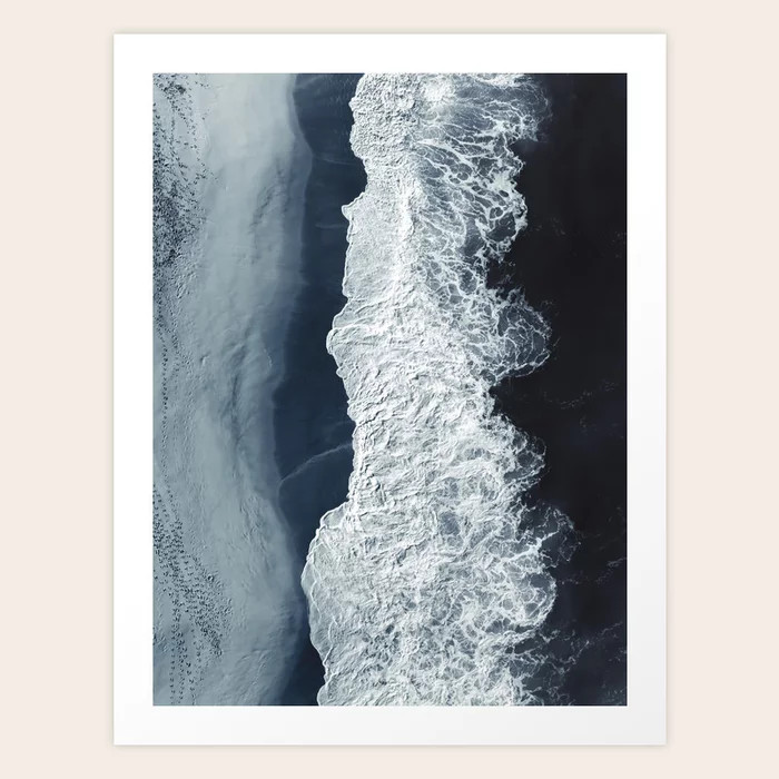 Aerial Ocean Waves - Beach - Dark Blue Ocean - Minimalist Landscape - Sea Travel photography Art ... | Society6