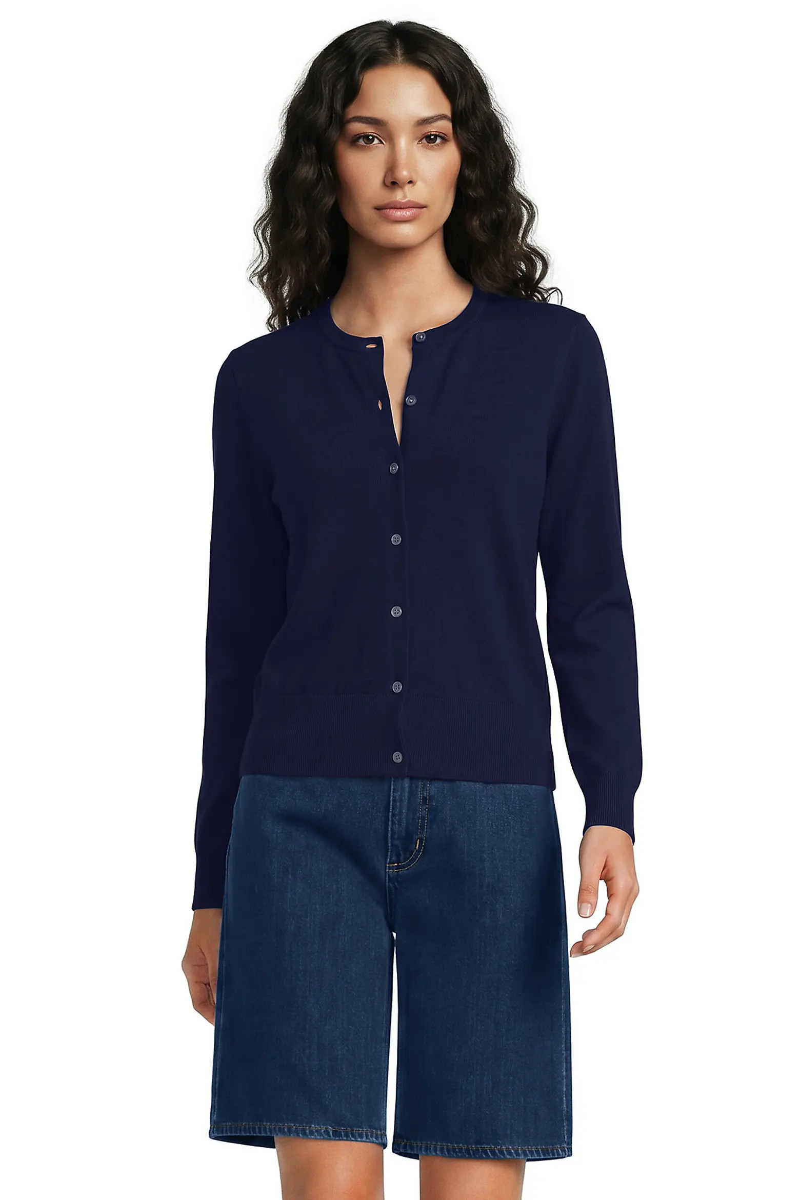 Fine Gauge Cotton Crew Cardigan Sweater (Women) | Nordstrom | Nordstrom