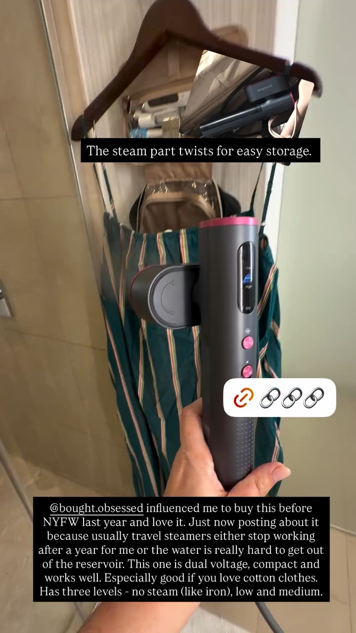 Really love this travel steamer by Jack & Rose that I used for NYFW last year and again this weekend in Vegas. It’s dual-voltage, compact, and works really well. It’s especially great for cotton clothes, and it has three settings: no steam (like an iron), low, and medium.

#LTKTravel