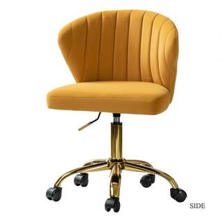 Ilia Modern Velvet up to 35 in. Swivel Adjustable Height Task Chair with Wheels and Channel-tufte... | The Home Depot