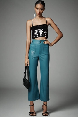 The Colette Cropped Wide-Leg Pants by Maeve: Faux-Leather Edition | Anthropologie (US)