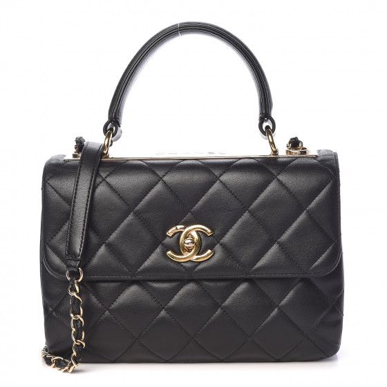 CHANEL Lambskin Quilted Small Trendy CC Dual Handle Flap Bag Black | Fashionphile