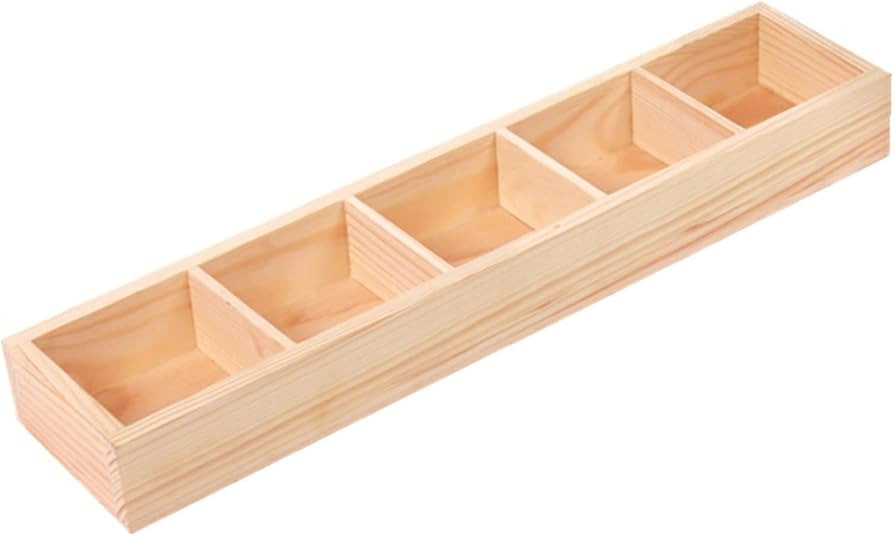 Enorteen 5-Grid Wooden Divided Storage Box - Decorative Craft Organizer for Art Crafts Collectibl... | Amazon (US)
