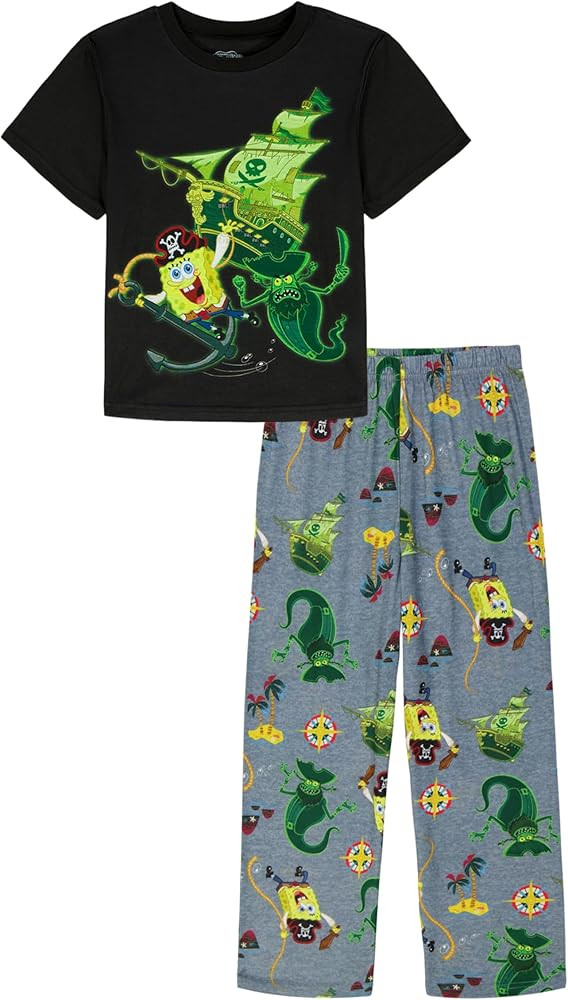 Nickelodeon Boys' Spongebob Squarepants Movie 2-piece Loose-fit Pajama Set, Soft & Comfortable | Amazon (US)