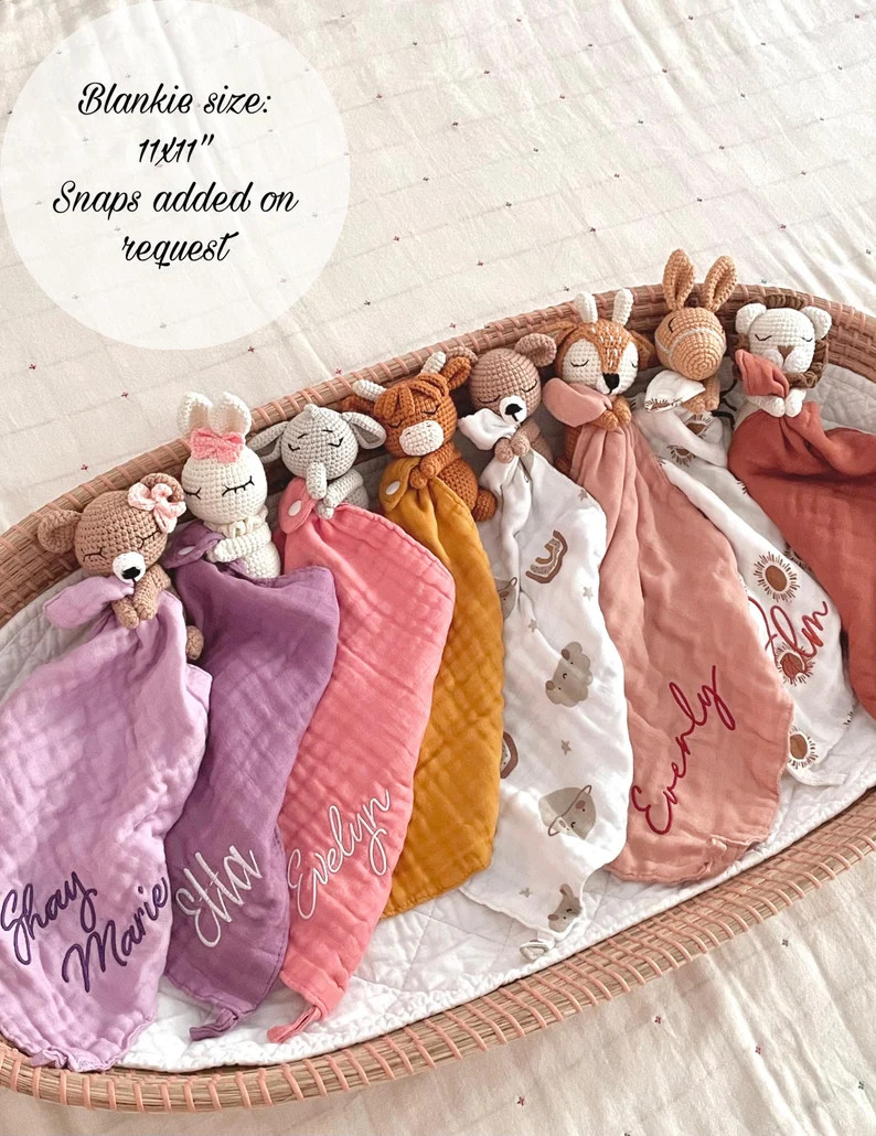 Personalized Baby Lovey, Baby Shower Gift, Baby Rattle, Baby Toy,animal Lovey,organic Toy, Person... | Etsy (US)