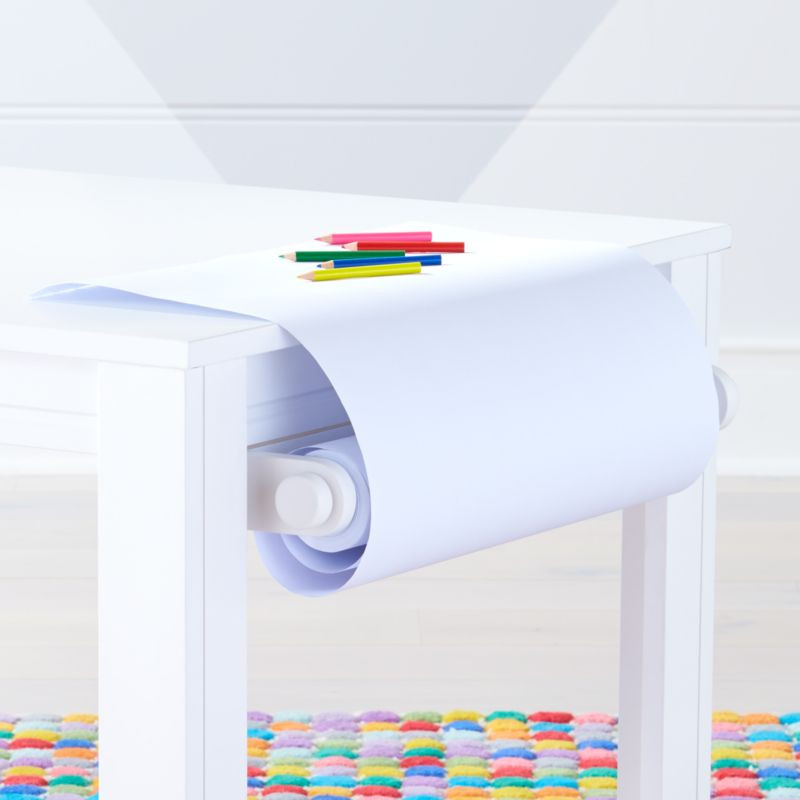White Adjustable Kids Table Paper Roll Holder | Crate and Barrel | Crate & Barrel