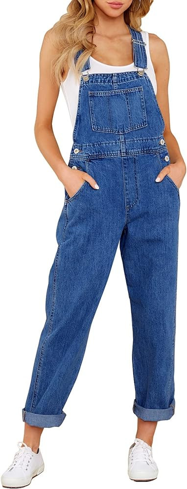 GRAPENT Overalls for Women Loose Fit Jean Denim Bib Jumpsuit Stretch Overall Pants | Amazon (US)
