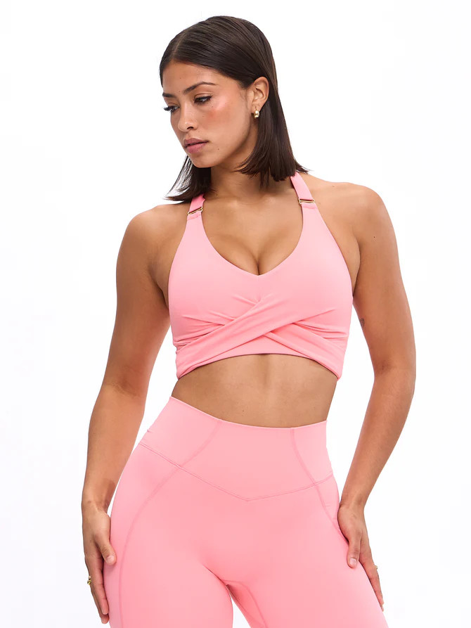 Candy Wrap Sports Bra - Guava | Buffbunny