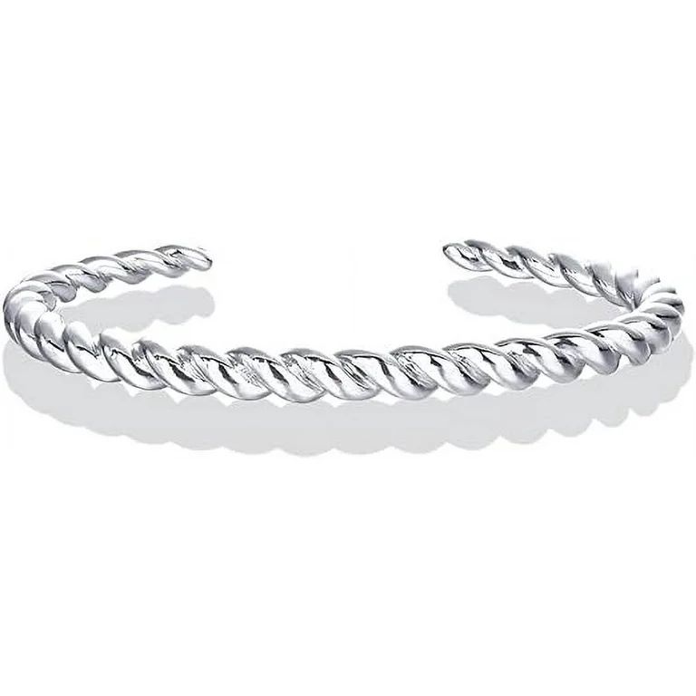 PAVOI Rhodium Plated Twisted Chunky Bangle Bracelet | Hypoallergenic Lightweight Jewelry | 6.5", ... | Walmart (US)