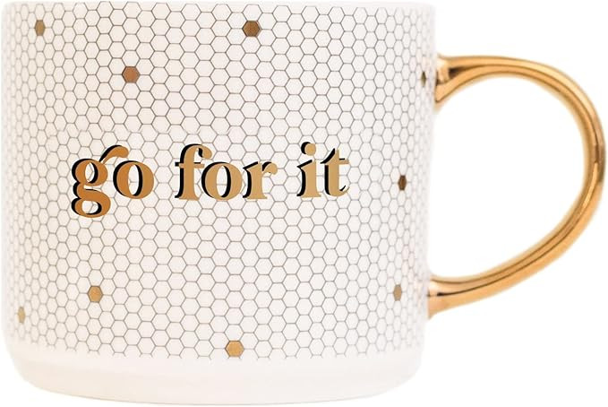 Sweet Water Decor Go For It Tile Coffee Mugs | Novelty Coffee Mugs | 17oz Gold Handle Coffee Cup ... | Amazon (US)