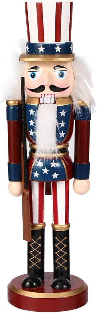PRETYZOOM Christmas Nutcracker Statue 9.8 Inches Patriotic Nutcracker Figurine USA Flag Nutcracke... | Amazon (US)