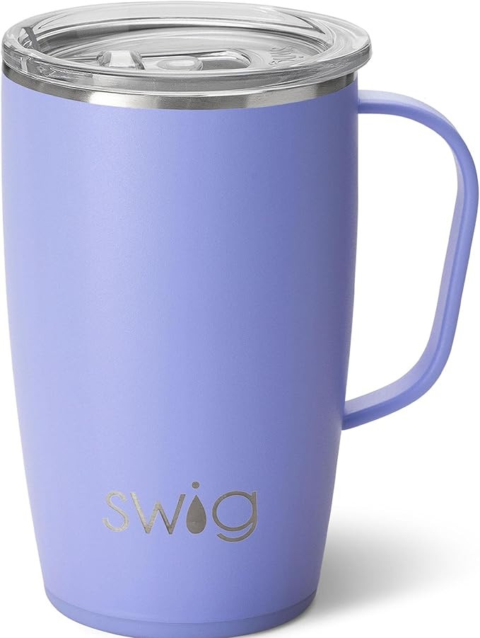 Swig 18oz Stainless Steel Travel Mug, Insulated, Cup Holder Friendly, Dishwasher Safe, Black (1 C... | Amazon (US)