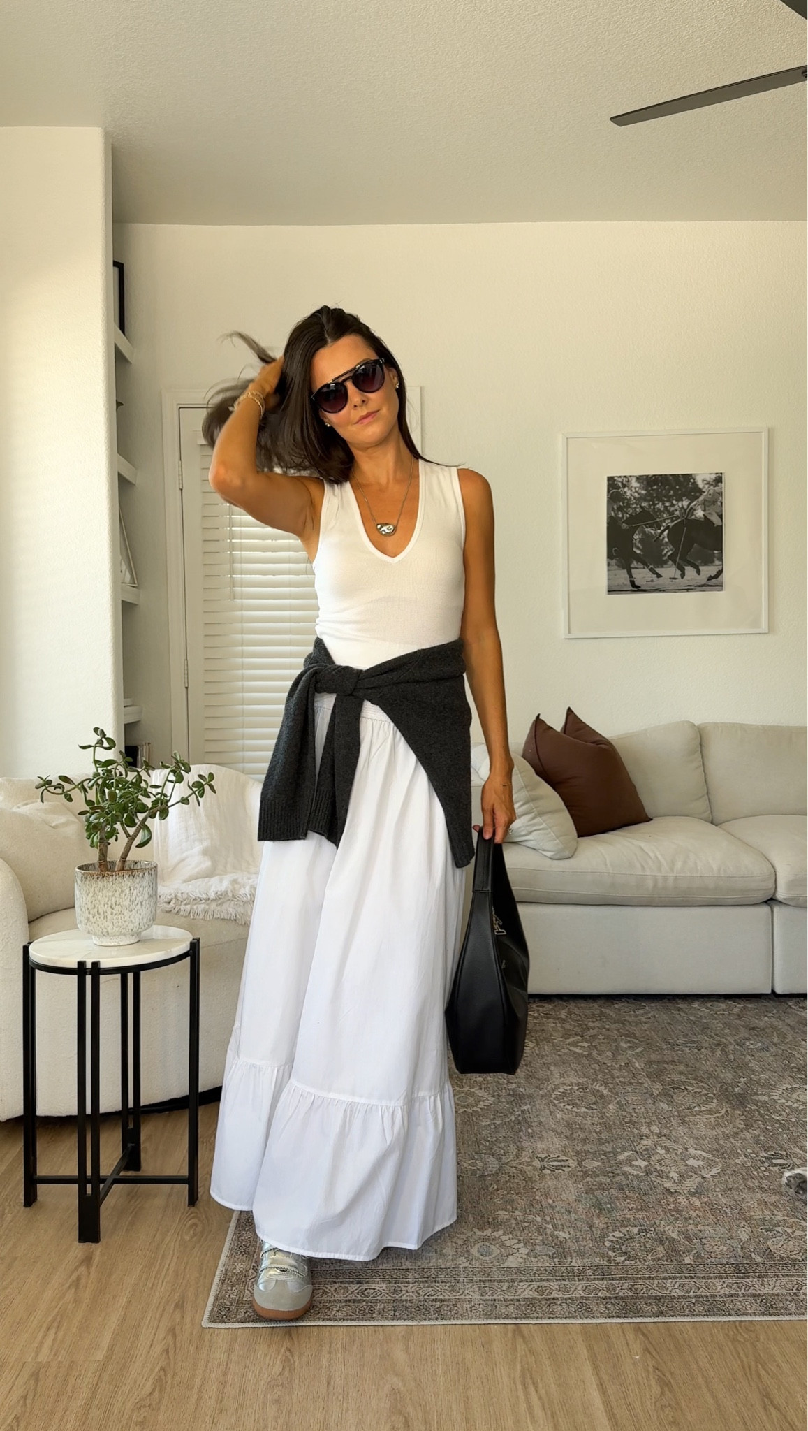 Convertible white maxi dress and skirt! I am 5’7” wearing a size XS regular in the dress/skirt!