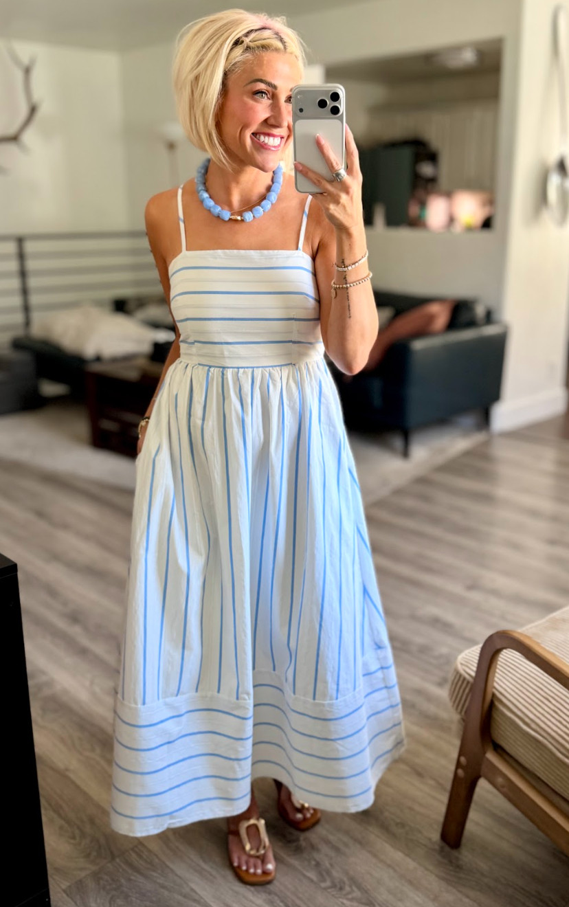 Loving this chic and comfy summer dress with matching accessories. Perfect for a day out! Dress: Small // Shoes: TTS 

 #LTKootd #LTKSaleAlert #LTKWedding