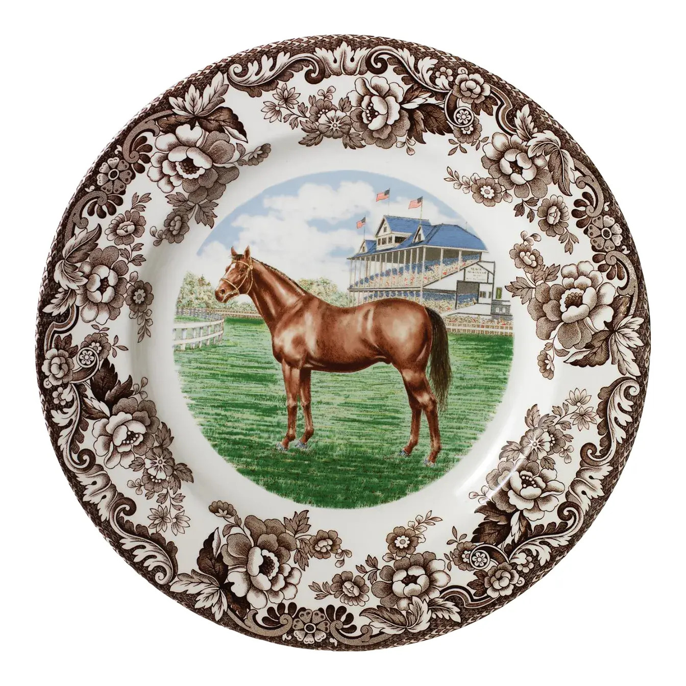 Spode Woodland Horses Dinner Plate 10.5", Thoroughbred | Chairish